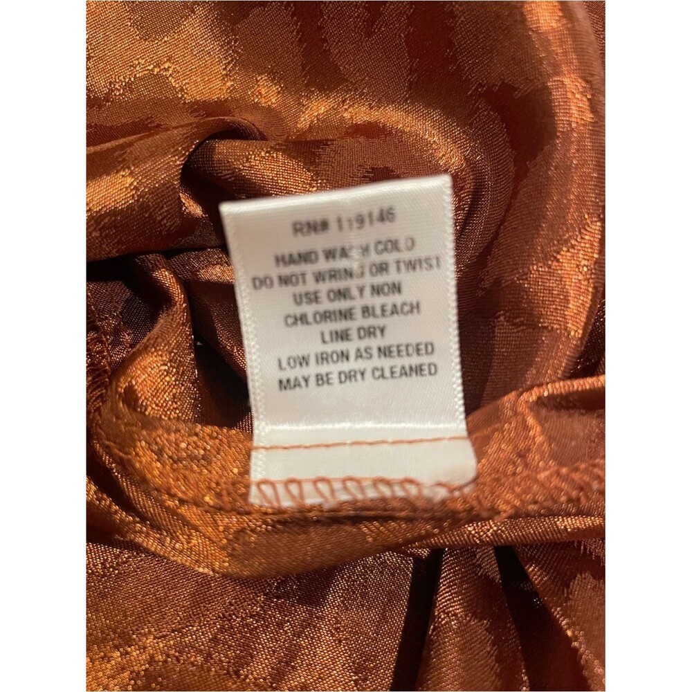 JODIFL Metallic Copper Brown Leopard Print Satin Top - Medium/Large - Picture 4 of 5